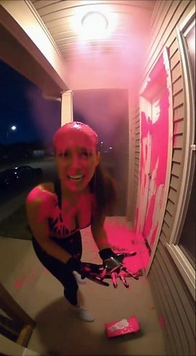 Porch Pirate Caught on Real CCTV During Paint Trap Escape Attempt