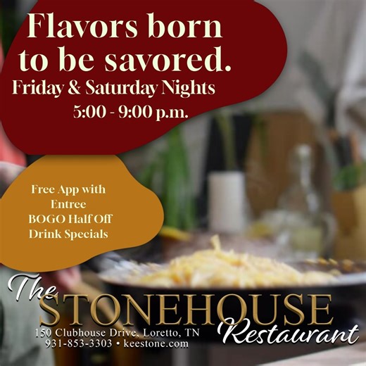 Indulge in an unforgettable culinary journey at The Stonehouse Restaurant within Keestone Resort & Spa — where each dish transports you to paradise! Join us every Friday & Saturday evening for: 🔥 Exquisite Southern cuisine with a gourmet flair 🍹 Eye-catching specialty cocktails & mocktails 🌟 A cozy, sophisticated ambiance that invites relaxation This isn’t merely dinner… it’s your weekend getaway. 🍽️✨ 📞 Don’t miss out — secure your reservation at 931-853-3303 and elevate your dining experie