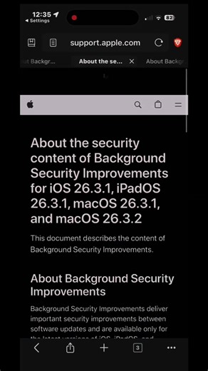iOS 26.3.1(a) Background Security Webkit Patch #apple #iphone #shorts #ytcreate #ios26 #webkit