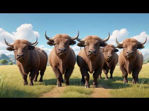 Five Little Buffaloes Roam Roam Roam | Wild Animal Song & Counting Rhyme