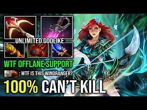100% CAN'T KILL Offlane Support Windranger Unlimited Crit Khanda Daedalus Raining Arrow Dota 2