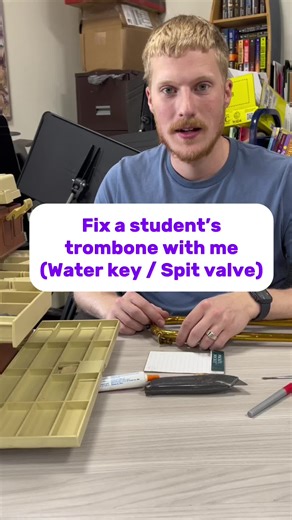 Trombone repair for my student: water key or spit valve fix #trombone #musicteacher #repair