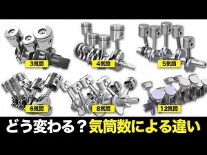 どう違う？気筒数別のエンジンの特徴・仕組み・利点を徹底解説【ゆっくり解説】【クルマの雑学】