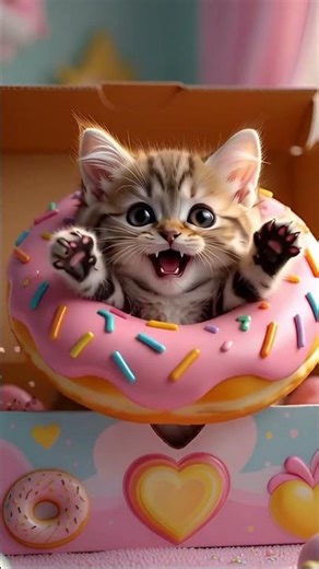 Peek Peek! Donut Kitty Says “Meow-Wow!” 🍩🐱