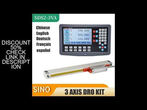 SINO SDS2-3VA 3 Axis LCD Digital Readout DRO Kit And 3 Pieces KA-300 Glass Linear Scale Encoders For