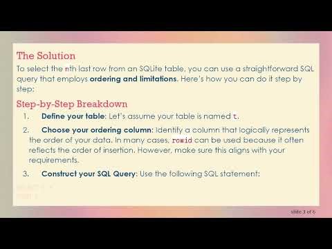 How to Select the nth Last Element in a Database: A Guide for SQLite Users