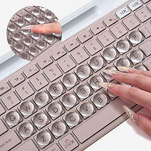 110PCS Clear Glass Nail Art Typing Stickers, Raised Keyboard Stickers for Long Nail Keyboard Cover, Upgraded Adhesive Nail Art Typing Covers for Laptop, PC, Desktop Computer (Round)