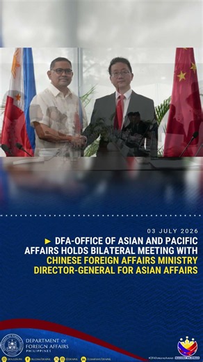 DFA-ASPAC Holds Bilateral Meeting with Chinese Foreign Affairs Ministry DG for Asian Affairs