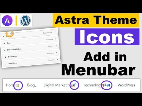 How to add icons in menubar in astra wordpress theme | Astra theme menu icons