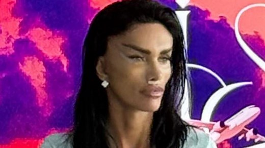 Katie Price shows off painfully tight looking face after new 'fox eye' facelift