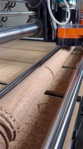 Making a BAT out of red oak using my onefinity revolution! This thing is gonna look sick. #cnc #onefinity #woodworkers #4thaxis #rotary | TsTimbers