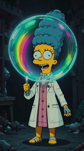 Tiny Simpsons vs Giant Bubble Scientist 🤖🫧 | Funniest Bubble Lab Challenge!#horror #ytshorts