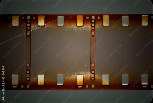 Vintage film strip showing aged texture and emulsion for retro cinematic effects and nostalgic moods