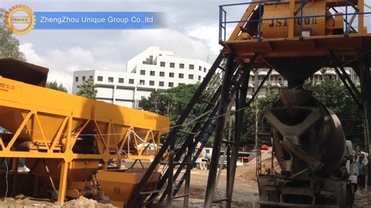 Working video of HZS50 ready mix concrete batching plant in...