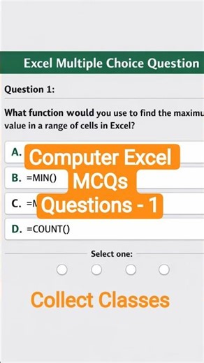 Excel MCQs Question - 1 #computer #excel #mcq #education