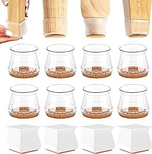 12PCS Premium Chair Legs Protectors, Silicone Felt Bottom Furniture Pads for Hardwood Floors, Non-Slip Rubber Covers for Sliders to Anti Scratches Carpet & Reduces Noise, Free moving Table Feet Caps