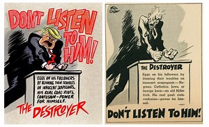 1940s anti-fascist cartoons updated with Trump as the dictator
