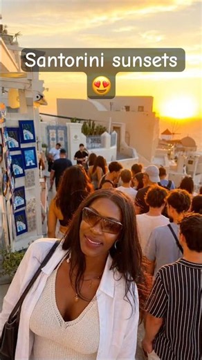 Santorini Sunset in Oia 🇬🇷 The Most Beautiful Sunset in Greece 🌅 #Shorts #santorini #juddyaj