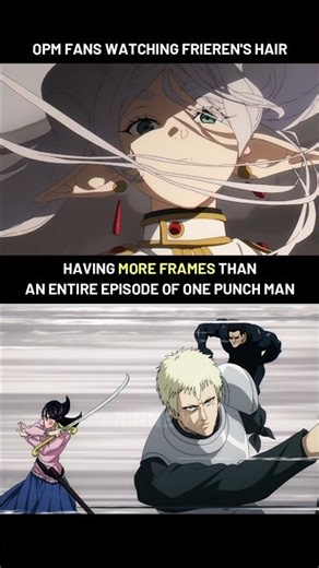 OPM FANS watching Frieren's Hair having MORE FRAMES than One Punch Man Season 3 #animememes #frieren