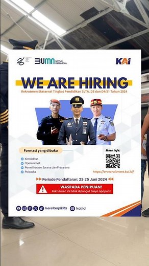 Info Rekrutmen KAI untuk SLTA, D3, S1/D4 melalui e-recruitment.kai.id