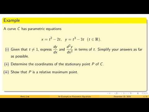 Parametric Equations and Applications of Differentiation