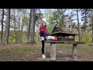 Amputee - casted stump relaxing by the lake with a girl
