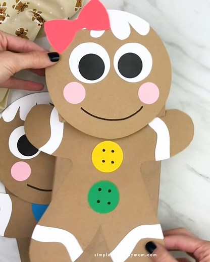 1.6M views · 8.4K reactions | 癩 This gingerbread man paper bag puppet is too cute! A perfect holiday craft for kids! | Simple Everyday Mom | Facebook