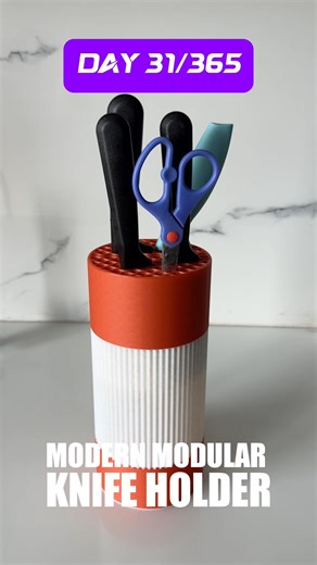 3D Printed Modern Knife Block, useful kitchen prints