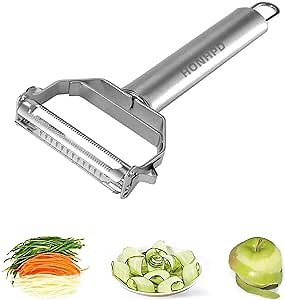3 in 1 Vegetable Peeler, Julienne Peeler, Stainless Steel Multifunctional peeler, Double-Sided Blade Vegetable Julienne Cutter and Fruit Slicer, Potato Peelers, Peeler for Carrot Apple Veggie Fruit