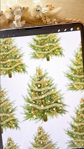 Create a Christmas tree on procreate watercolor #christmas #procreate #digitalart #art