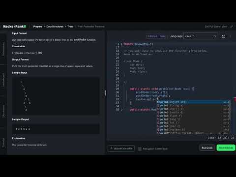 [23] HackerRank: Tree - Postorder Traversal | Step-by-Step Solution