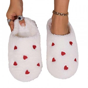Women's Fuzzy Heart-Toe Slippers: Soft Sole Thick Non-slip Imported Furry Autumn-Winter Indoor & Outdoor Cozy Warm Home/out