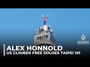 US climber Alex Honnold scales Taipei 101 skyscraper in free solo climb