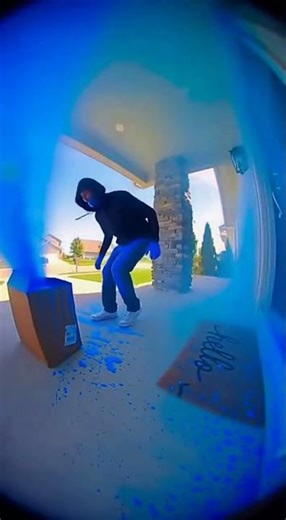 Porch Pirate Shocked as Blue Dye Pack Explodes Instantly #funny #bluedye #automobile #hairdye