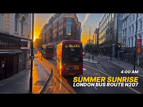 LONDON Bus Ride at dawn (4:00 AM), from West London through the heart of the city - Bus Route N207 🚌