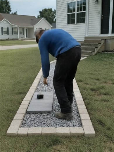 Modern Front Yard Makeover with Stone Design