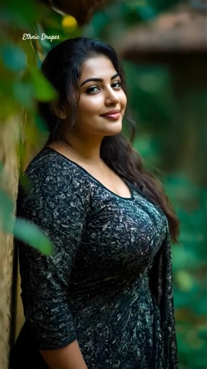 🌿 Dark Green Printed Ethnic Kurti Dress Look in Natural Garden Setting | #EthnicDrapes