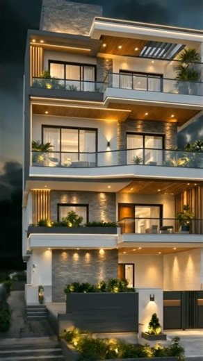 Modern 4 Story House Design with Stunning Night Elevation 2026 ✨ #ModernHouseDesign #FrontElevation