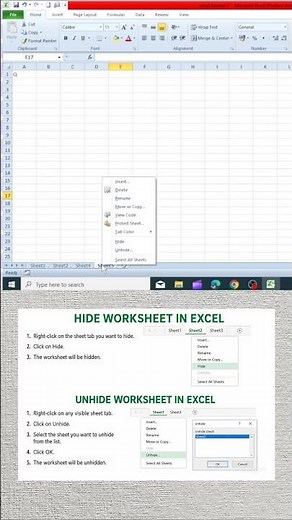 How to Hide & Unhide Worksheet in Excel | Excel Sheet Hide Unhide Tutorial #excel