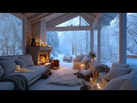 Epic Blizzard Cabin Night | Howling Winter Storm & Fireplace Warmth for Peaceful Sleep