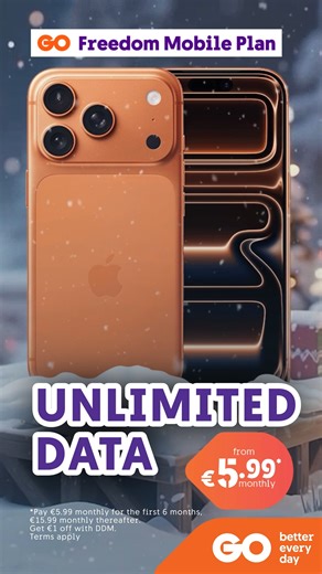 🎄 Treat yourself to something special this Christmas! 🎁 Stay unlimited and connected with our Freedom Unlimited Mobile Data Plan for just €5.99/month. Because staying close to what matters shouldn’t have limits. 📱✨ https://www.go.com.mt/mobile-plans/unlimited/ | GO