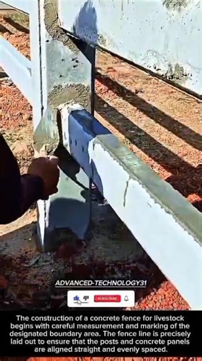 Construction Process of Concrete Fencing for Livestock Enclosures !! #innovation #tool #tools
