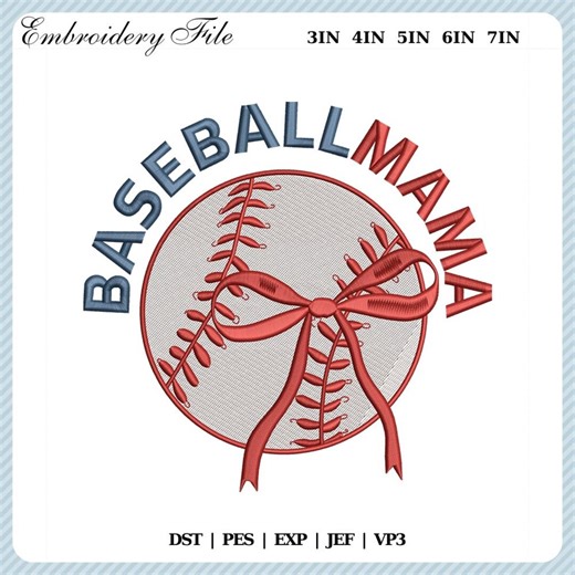 Baseball Mama Embroidery Design: Hand-digitized, Multiple Sizes (dst, Pes, Exp, Jef, Vp3) - Etsy