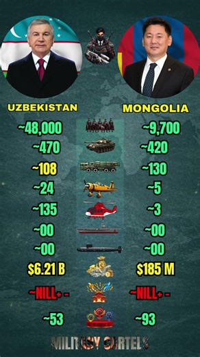 Uzbekistan vs Mongolia Military Power Comparison 2026