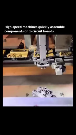 Remarkable Facts on Instagram: "Follow @remarkable.facts to get smarter every day. -------------- High-speed assembly machines are amazing examples of automated precision, rapidly building electronic devices. They place tiny electronic parts onto circuit boards, a process essential for modern technology. These machines use a technology called “pick and place,” employing vacuum nozzles and precise robotic arms. Similar to how a skilled worker carefully positions items, these robots move at incred