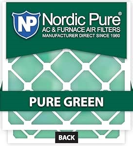 Nordic Pure 20x20x1 (19 1/2 x 19 1/2 x 3/4) Pure Green Eco-Friendly AC Furnace Air Filters 12 Pack