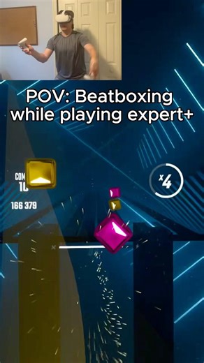 Sub Bass Lip Rolls While Playing Beat Saber