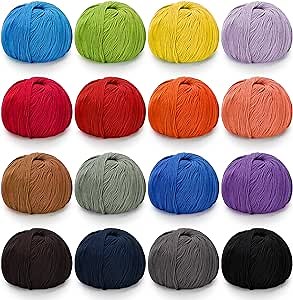 100 Cotton Yarn for Crocheting - 16 Skeins Sport Weight Yarn Soft Milk Cotton Yarn, Great Crochet and Knitting Starter Kit for Colorful Craft (Pure Cotton)