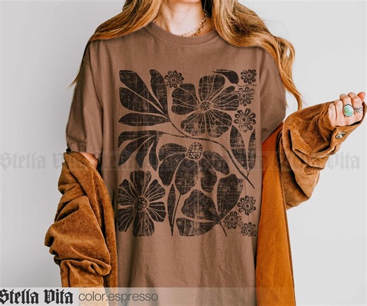 Boho Wildflowers Comfort Colors Shirt, Distressed Flowers Tshirt, Matisse Floral Graphic Shirt, Flower Market, Soft Goth Fairy Core - Etsy