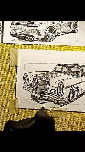 Classic Mercedes Benz drawing and shading with pencil | Easy step by step car drawing tutorial